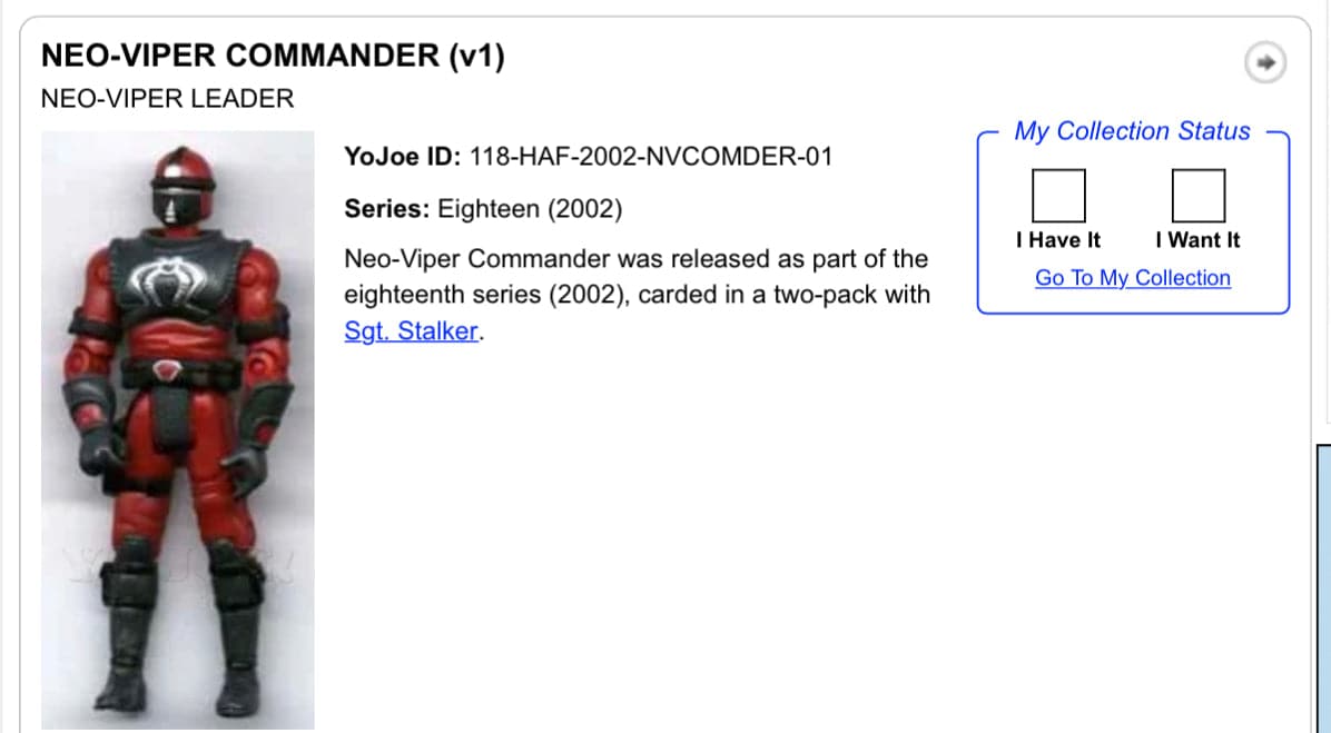 NEO-Viper Leader vintage GI Joe